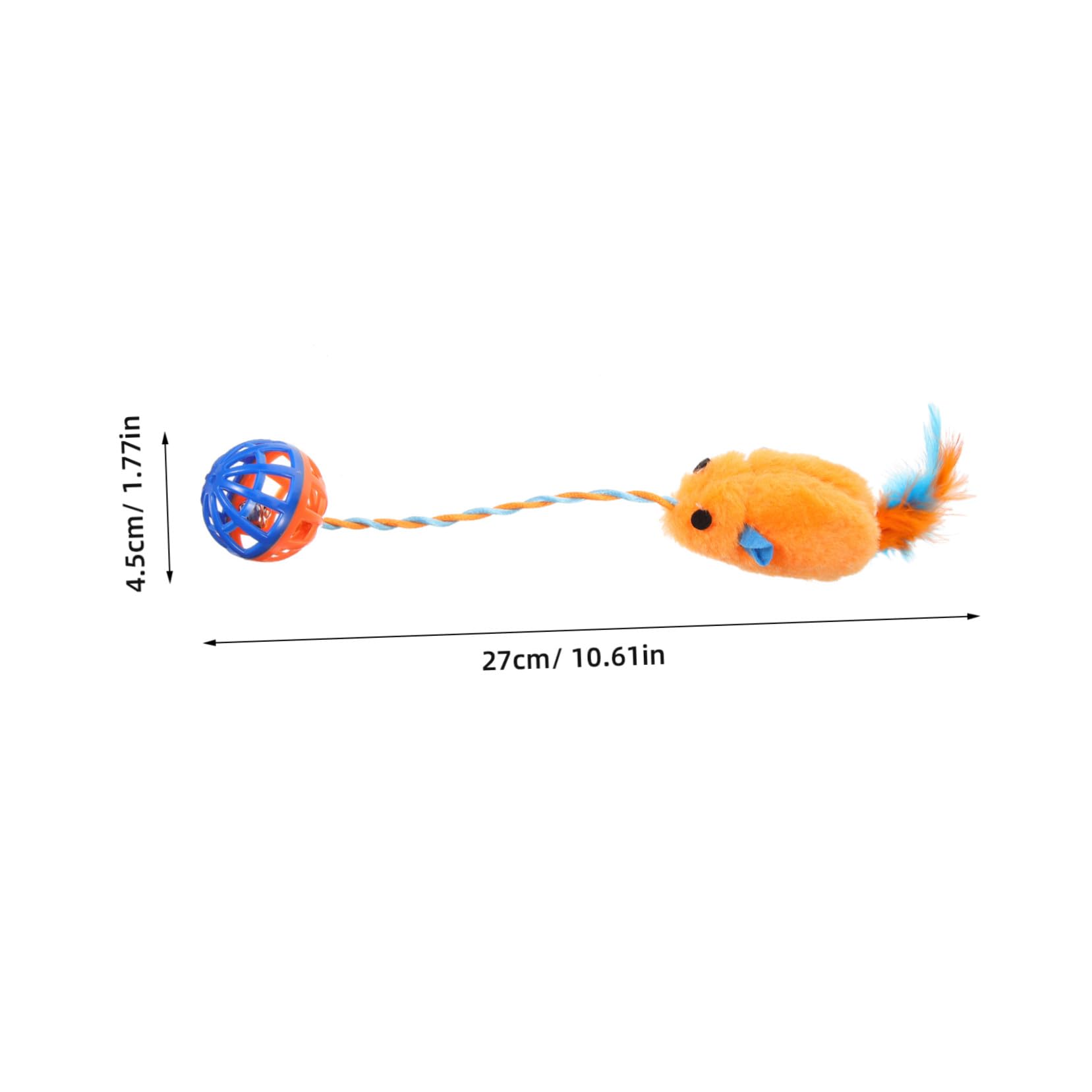 Interactif pour Chats avec Souris Peluche et Clochette Plastique à Griffer pour Chat Accessoire Exercice pour Animaux Domestiques Orange