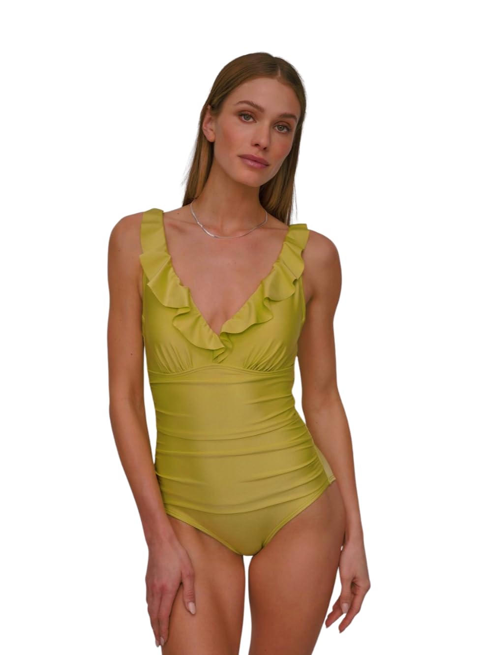 DKNY Ruffle V-Neck Tummy Control