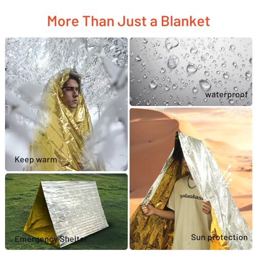 Griwonmy 6 Pack Survival Emergency Blanket, Space Blanket Gold and Silver, Updated Mylar Blankets, Suitable for Outdoor Sports, Wilderness Survival, Car Breakdown Emergency Use