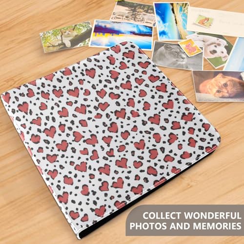 Álbum de fotos adhesivo DIY con diseño de corazón y estampado de leopardo, encuadernación de 3 anillos, 40 páginas, tamaño 8x10 para recuerdos miniatura 5