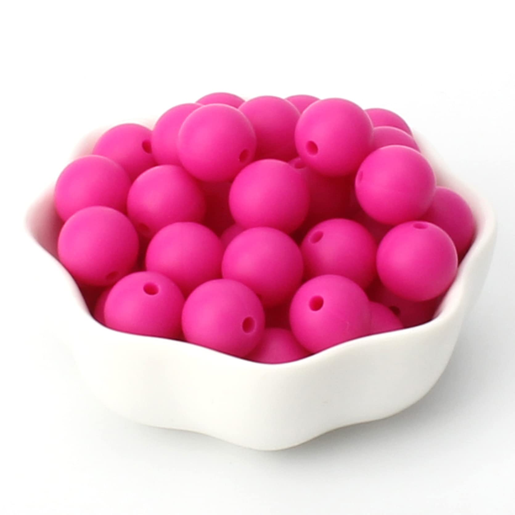 100pcs 12 mm silikonowe koraliki DIY Naszyjnik kluczy okrągły koraliki dystansowe do smyczy biżuterii Making Akcesoria (kolor: róż: różowy, rozmiar: 12 mm)