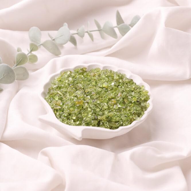 Image of Healing Crystal Chips for Vastu Natural Peridot Chips Stone 250 Gm Peridot Crystal Stone Chips Dust Raw Rough Stone for Reiki Healing Meditation