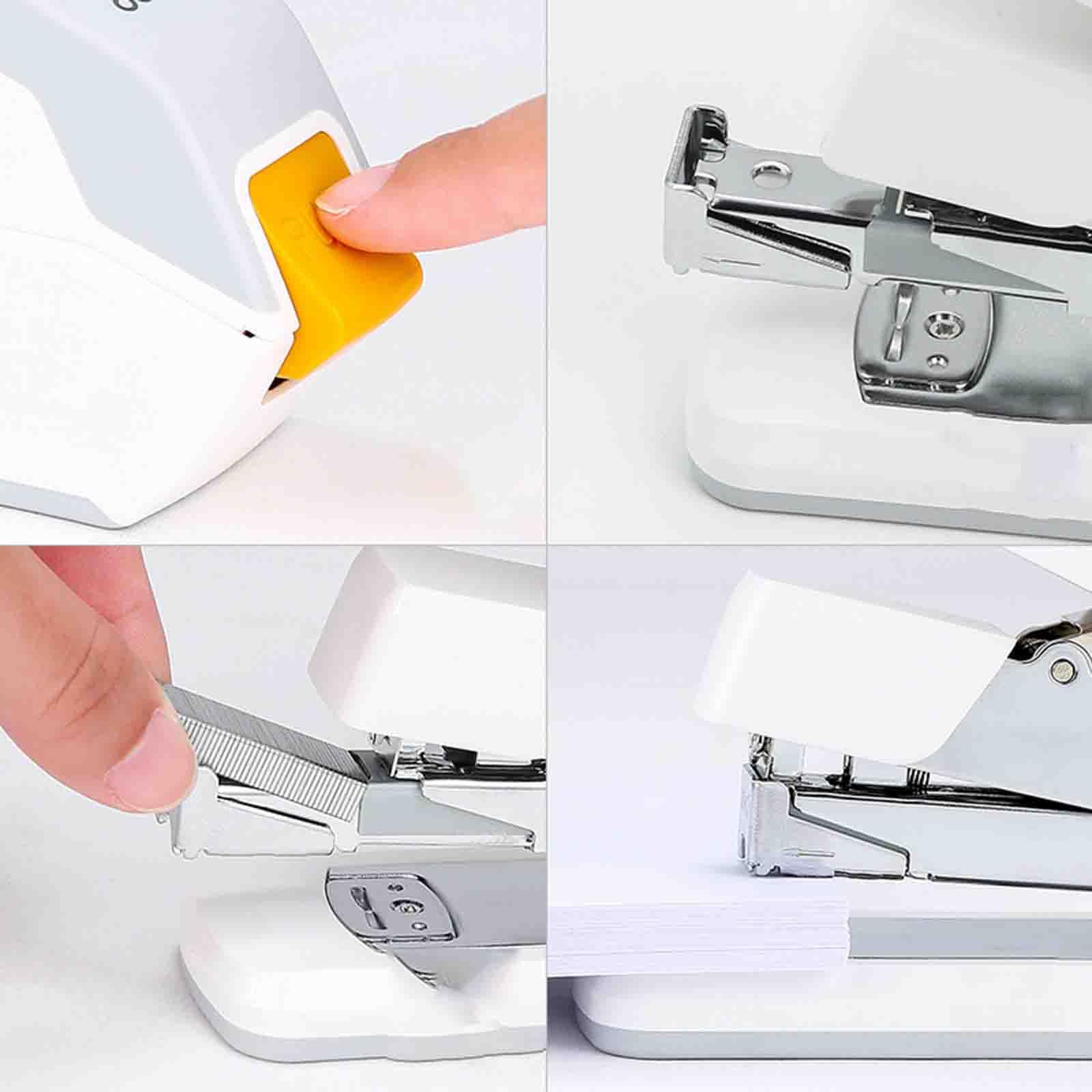 Tacker Büro Hefter Heftgerät Klein Heftklammern 24/6, 26/6, 24/8, 26/8 Sparen Sie Aufwand 40 Seiten Büro Studentennutzung Rutschfest (white,133x39x93mm)