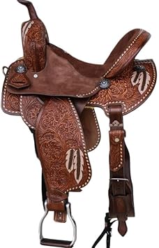 Leather Western Barrel Racing Racer Wooden Tree Horse Saddle Handmade Premium Comfort Horse Trail Equestrian Tooled Carved Horse Riding Saddle Size 10"-18 inches Seat Available, YR09