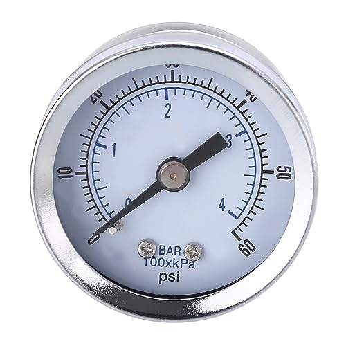 圧力計, 0-60 PSI 空気圧ゲージ 1/8インチ NPT オス バックマウント 1.5インチ フェイス アナログ