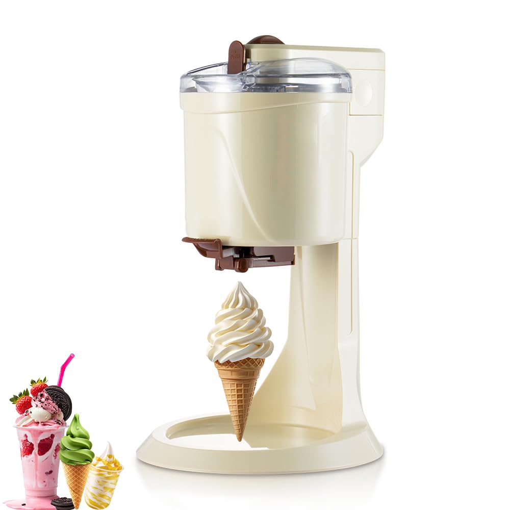 Macchina per Gelato 1L, Macchina per Gelato Soft da Banco con Raffreddamento Rapido e Funzionamento One Push, Macchine per Frozen Yogurt per Casa, Bar, Caffetteria