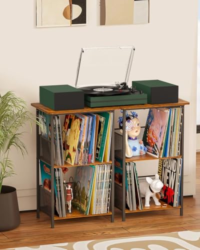 Image of Record Player for Vinyl with External Speakers Belt-Drive Turntables for Vinyls Records Dual Stereo Speakers LP 3 Speed BT Wireless AUX-in Headphone Auto Stop New Sleek Stylish Dark Matte Green