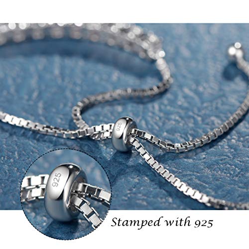 FANCIME Birthstone Bracelet Jewelry for Women Sterling Silver Tennis Bracelet Classic Bolo Adjustable Chain Fine Jewelry Anniversary Birthday Gifts for Women Mom Wife Her - Image 6