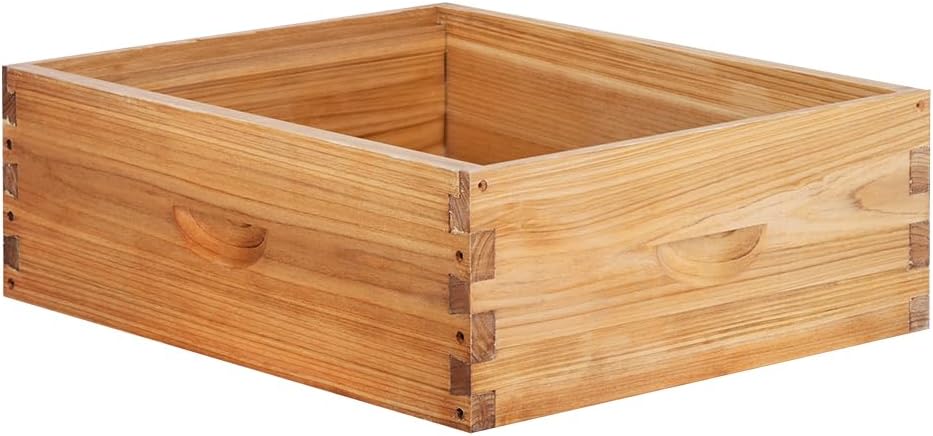 10 Frame Super Beehive Board Unassembled Bee Box Wax Coated Bee Hives Body Comes with Pack of Screws(No Frames or Foundations)