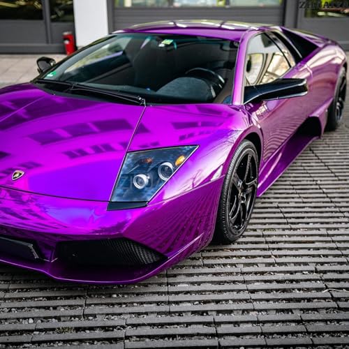 Image of LZLRUN 1FT x 5FT Chrome Mirror Vinyl Wrap Adhesive Car Sticker Decal Film (Purple, 1.64FT x 5FT)