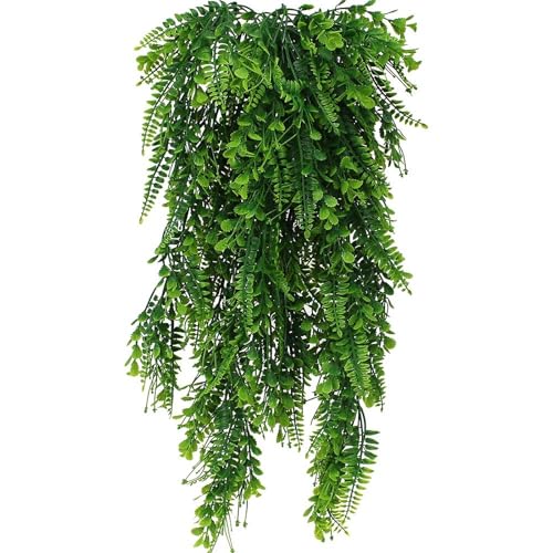 DXLing 2Pcs Lierre Artificielle Plantes Fougère Fausse Plante Boston Feuille Fausses Artificielles Plastique Vigne Suspendue Faux pour Intérieur Extérieur...