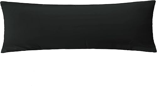 iMaylex Funda de almohada de tela de microfibra cepillada suave acogedora y ligera de fácil cuidado color negro cuerpo 20 x 54 pulgadas