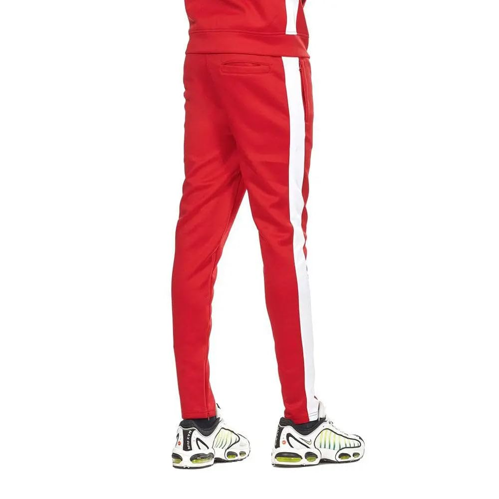 Rebel Minds Men Track Pants - Stylish Men's Sweatpants, Joggers for Men, Athletic and Casual Wear, with Pockets Red White