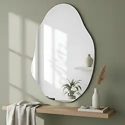 Espelho Orgânico Lapidado Vênus 90x60cm Design Moderno com Suporte Banheiro Quarto Sala de Estar Decoração