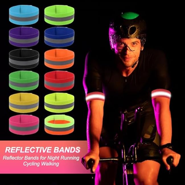 PATIKIL Reflective Bands for Wrist/Arm/Ankle/Leg, High Visibility Reflector Bands, Safety Reflector Tape Straps for Night Running Cycling Walking