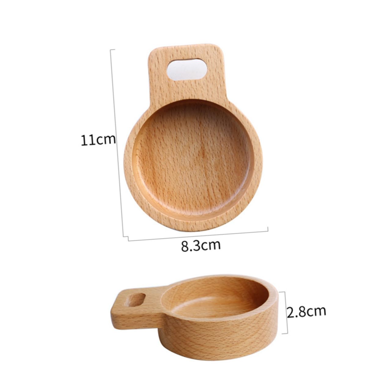 COLLBATH 2Pcs Beech Sauce Dishes with Handle Round Square Appetizer Serving Plates for Snacks Condiments and Dipping Sauces for Home Kitchen Parties