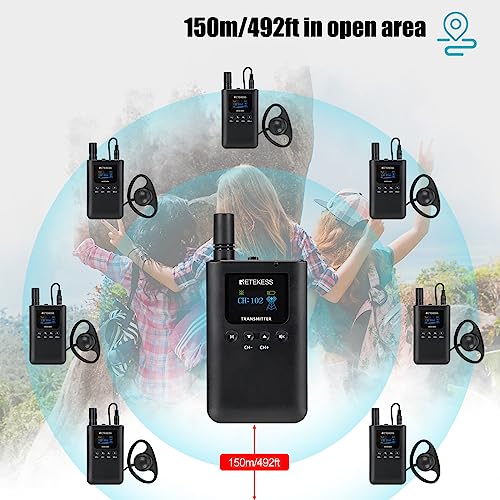 Sistema de guía turística Retekess TT125, micrófono y altavoz para viajes, iglesias y fábricas, batería recargable con 100 horas de duración, frecuencia 2.4 GHz, 1 transmisor y 5 receptores, incluye cargador USB miniatura 4