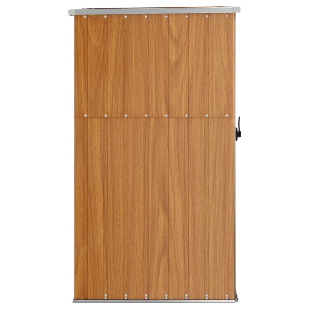 ACAGALA Metall Gerätehaus Geräteschuppen Gartenhaus 88 x 89 x 161 cm, Gartenschrank Wetterfester Metallschuppen für Gartenwerkzeug & Fahrräder - Verzinkter Stahl, Braun