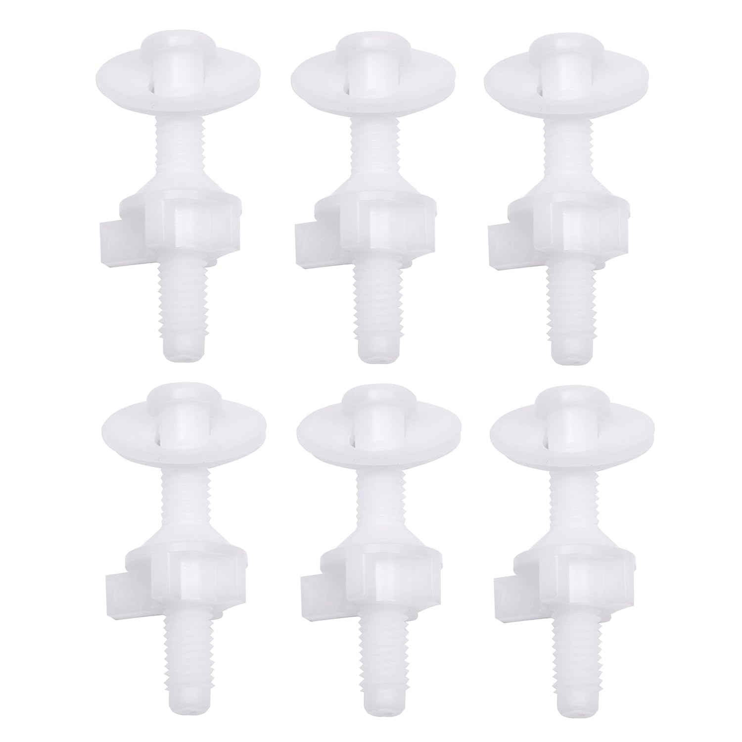 2Pcs Universal Plastic Toilet Seat Hinge Bolt Screws Replacement Kit with Nuts and Washers, Compatible with Kohler, Bemis, American Standard, TOTO, for Top Mount Toilet Seat Hinges, White