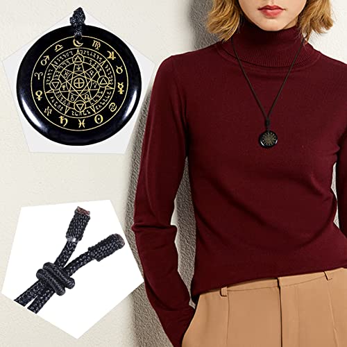 Collier obsidienne noire gravée amulette de protection réglable