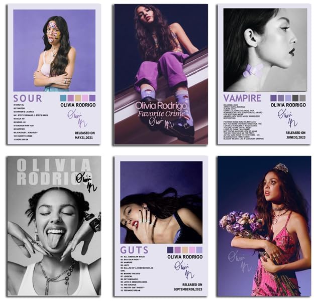 Transform Your Space with the KarfRi Olivia Canvas Set - 6x8 inch GUTS, SOUR, VAMPIRE Posters for Rodrigo Album Aesthetics