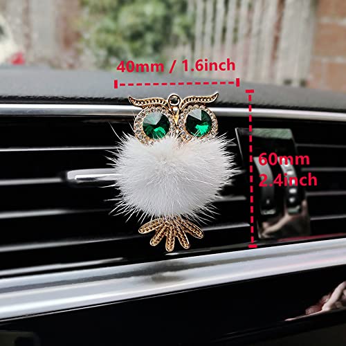 Image of Riloer Bling Crystal Owl Car Air Vent Clip Charms, 2 Pcs Natural Car Vent Clip Air Freshener, Fashion Charms Car Essential Oil Diffuser, Car Accessories for Women (Black and White)