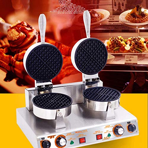 Doppelkopf Edelstahl Waffeleisen Home and Business Dual-Use-antihaftbeschichtetem Elektrische Waffeleisen, 0~5 Minuten… – Bild 3