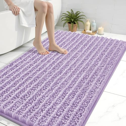 Image of Arotive Luxury Large Bathroom Rugs 47x32, Extra Soft Thick Absorbent Shaggy Chenille Bath Rugs, Machine Wash Dry, Bath Mats for Bathroom Floor, Tub and Shower, Home Decor Accessories, Light Purple