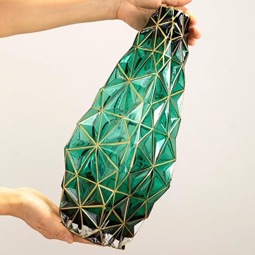 Vase vert en verre moderne soliflore doré design