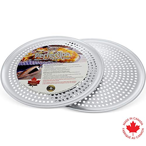 Crown Pizza Pan with Holes 14 inch, 2 Pack, Heavy Duty, Rust Free