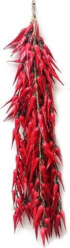 5 cuerdas de simulación artificiales realistas de vegetales artificiales de ajo, pimiento rojo, cebolla, cuerda de espuma para colgar, verduras de