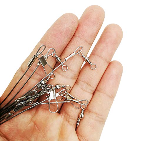Image of Drchoer 10pcs Fishing Wire Leader Trace 70LB Stainless Steel Wire Fishing Leaders with Swivels Snaps Beads,Arms 1 /2 /3 /4pcs,Arm Length 2.76 /4.72in Available