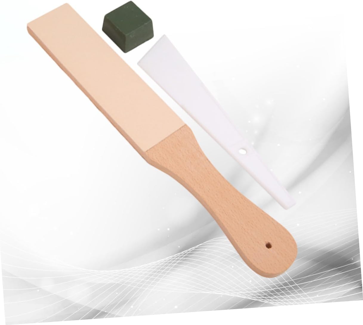 VILLCASE 1set Leather Sharpening Strop Handle Double-sided Polishing Board for and Cutting Tools Includes Polish Compound for Enhanced Sharpness