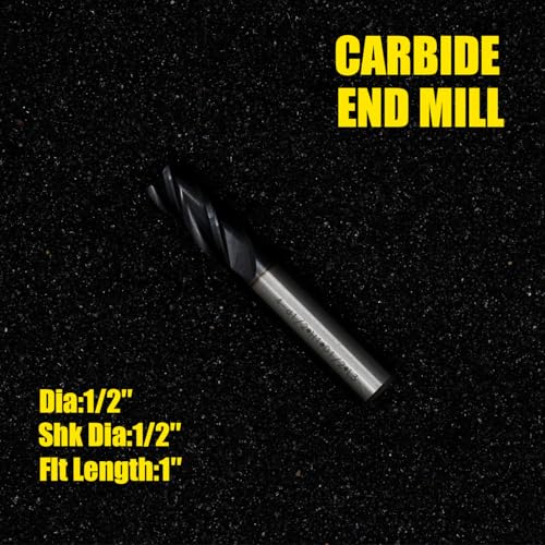 Image of Square End Mill JESTUOUS Carbide 4 Spiral Flute Titanium Coating Drill Bits 1 /2 inch Shank Dia.1 Cut Length for Milling Metal,1 Piece