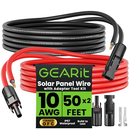 Câble d'extension solaire 10 AWG kit adaptateur panneau solaire et cordon cuivre 15,2 m noir