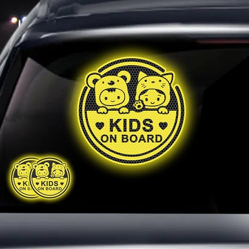 Image of 2PCS Assured Signs Baby On Board Sign Stickers,Reflective Kids on Board Stickers Baby Safety Warning Decal for Cars- Bright Yellow, Durable (Kids on Board)