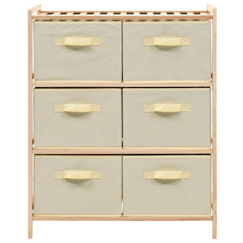 JUDYY Scaffale con 6 Cesti in Tessuto in Legno di Cedro Beige,Mobili,Armadietti e portaoggetti,Armadietti e stipi-246439