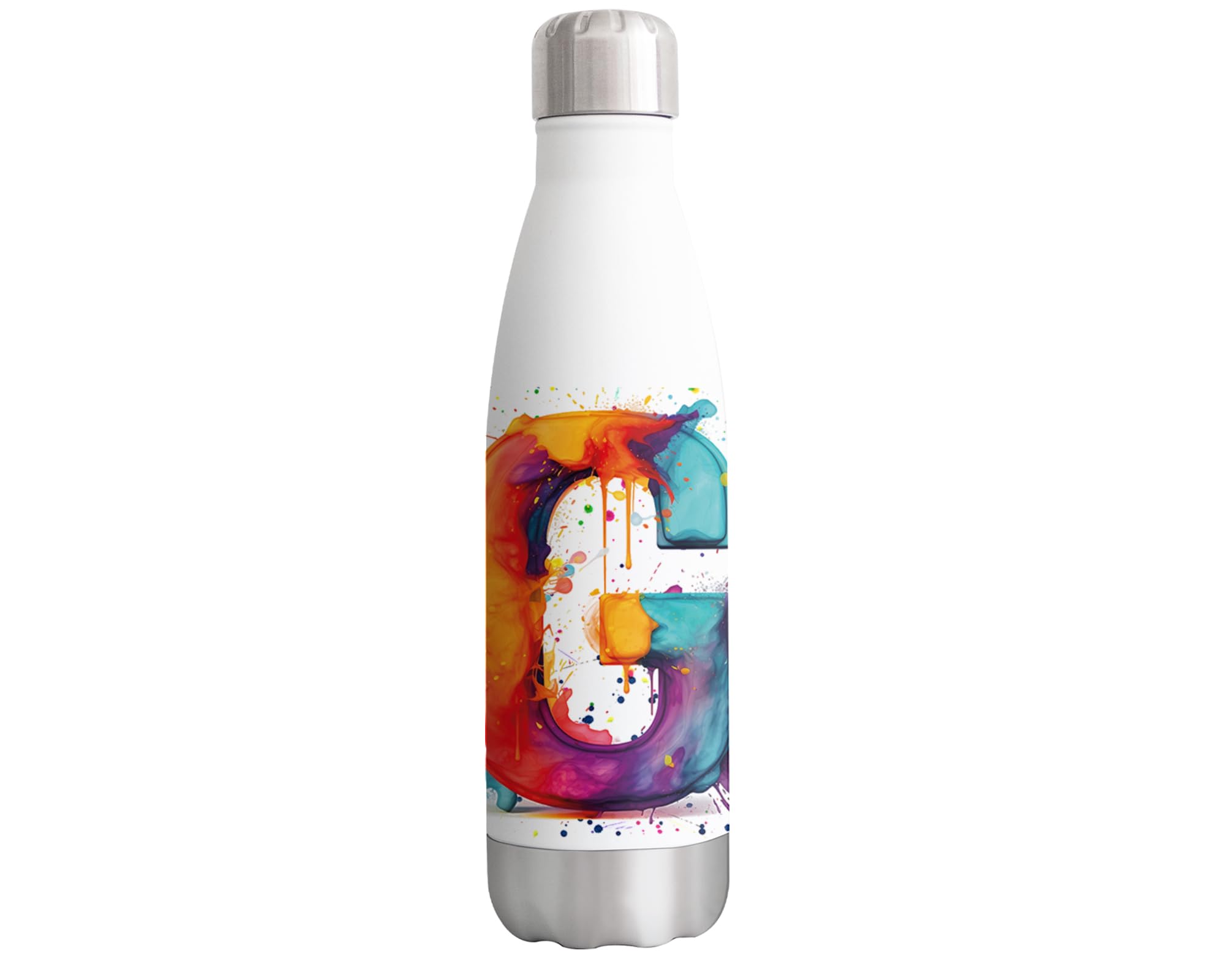 Vixar Letter G Alphabet Monogram G Gift Watercolour Bottle Double Wall Insulated Stainless Steel Sport Drinks 500Ml For Work Office Oudoor Sports