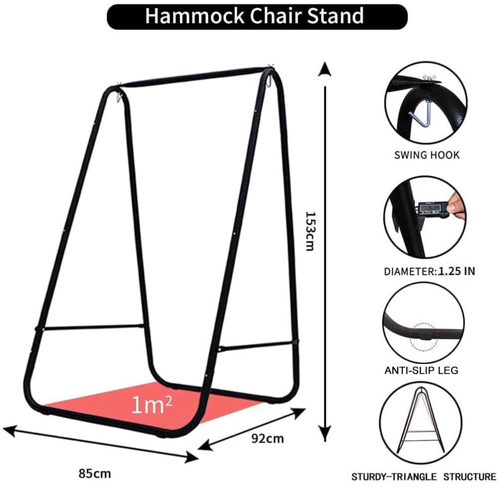 Silla hamaca con soporte, soporte para silla hamaca con columpio colgante incluida, soporte de hamaca resistente a la intemperie máximo 450 libras, soporte de columpio para interiores y exteriores