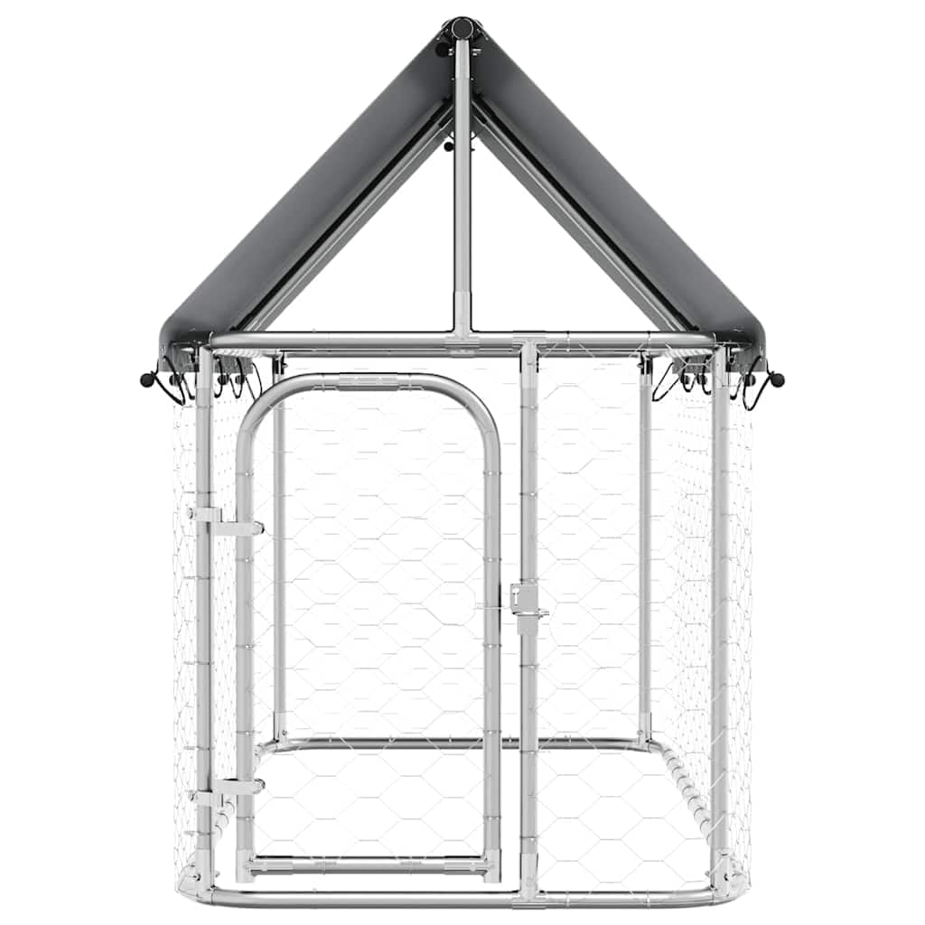 Recinto per Cani Acciaio Zincato 200x100x150 cm Argento | Con Tetto Impermeabile, Porta con Serratura, Adatto per Addestramento