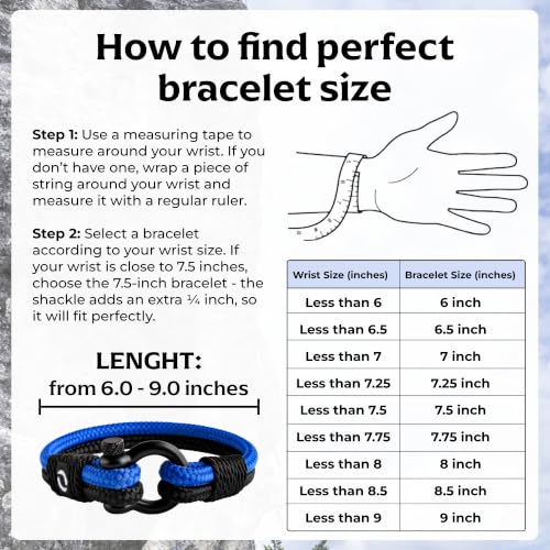 Mens Rope Bracelet - Stainless Steel Black Shackle, Extremely Durable and Scratch Resistant Waterproof Paracord, Handmade, Nautical Wristband for Men B-4-7.25 by Mover Bracelets - Used condition - Image 4