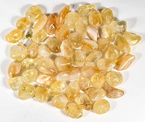 HQRP-Crystal 5PCS Golden Citrine Quartz Tumbled Stone Pebbles Polished Natural Sparkling Cabochon Gemstone Mineral Specimens from Brazil