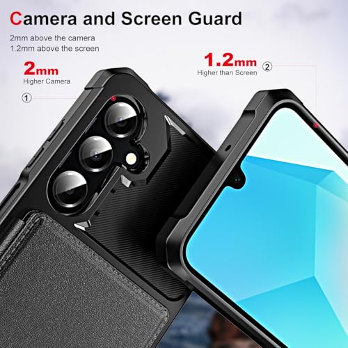 Étui Google Pixel 7A bleu foncé à rabat en cuir et silicone - 2