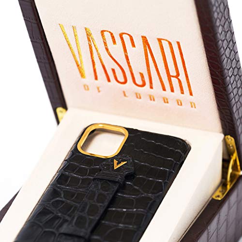 Étui crocodile pour iPhone 12 Pro noir mat idéal pour visionnage vidéo