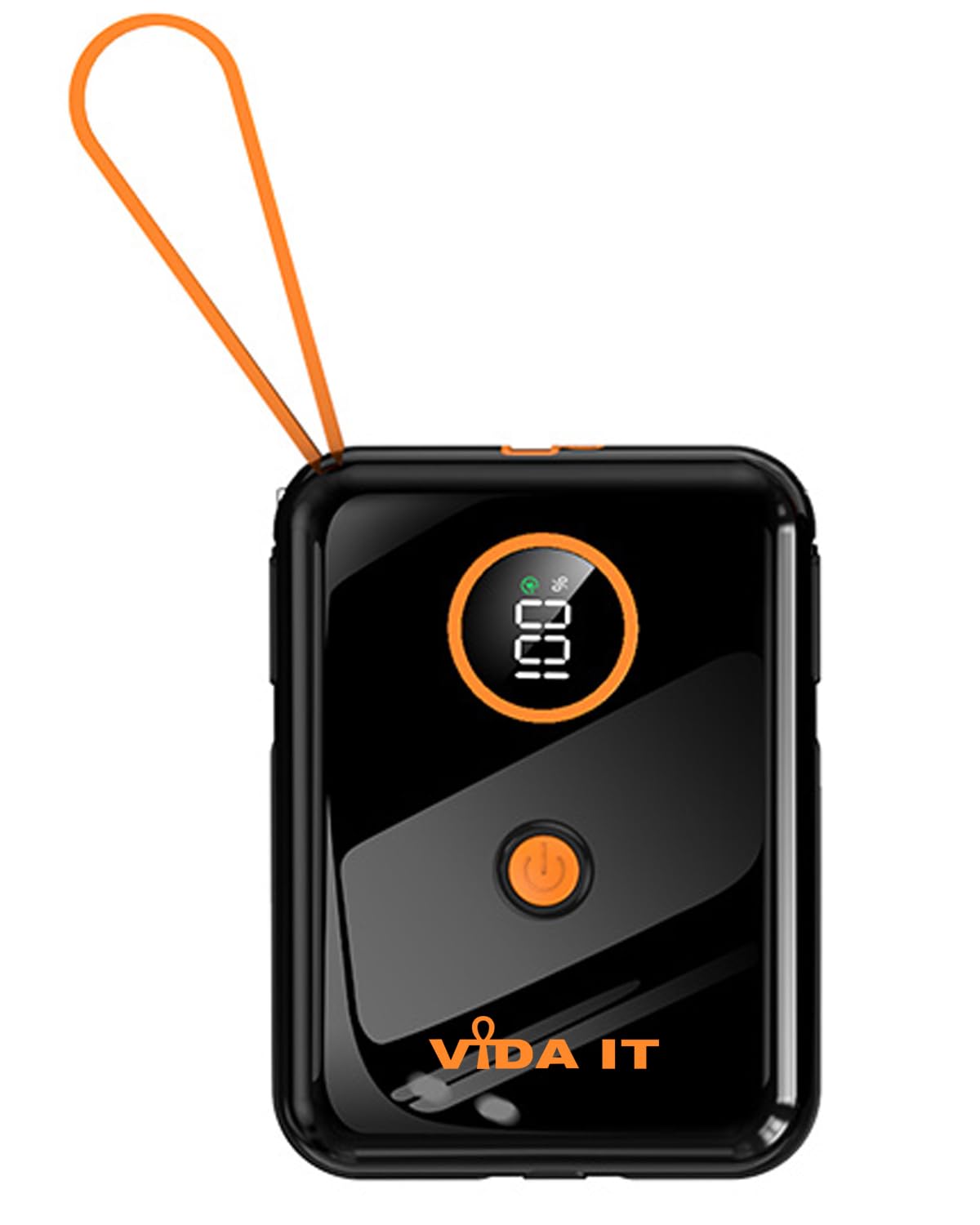 Vida IT Pocket Size Power Bank Rechargeable Battery for Heated Vest Jacket Gloves, 10000mAh Portable Charger for iPhone Samsung Android Phone with Built-in Cables Fast Charging Power Pack 22.5W PD QC