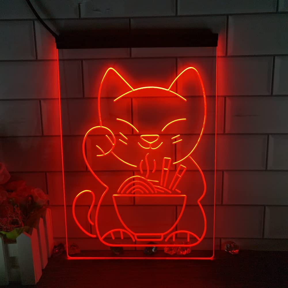 ◎ネオンサイン ラーメン ネコ