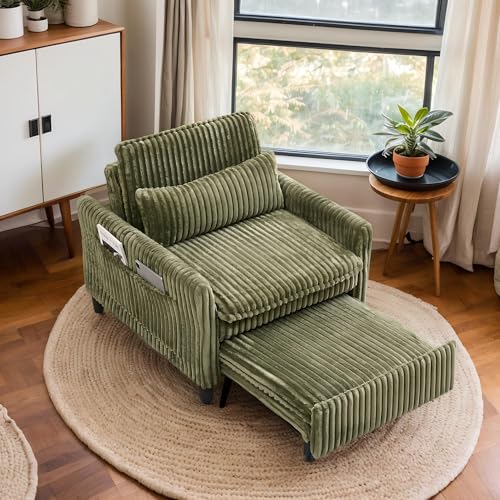 Majnesvon Modern Corduroy Fabric Sofa Bed Futon,3 in 1 Convertible