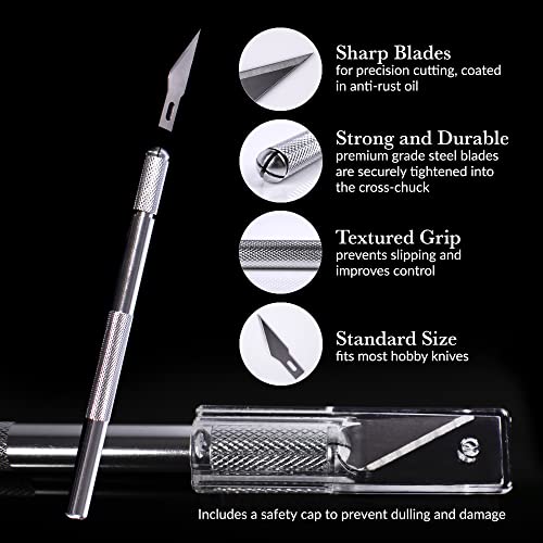 WA Portman Premium Hobby Knife Set with Sharp Craft Knife Blades - 12 pc Precision Knife Set - #11 Utility Art Knife Blades - Craft Knife Set & Craft Blades - Exacto Knife Set - Art Knives & Blades