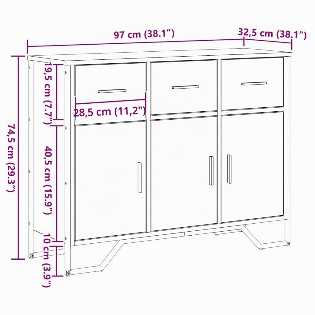 vidaXL Aparador Madera Vieja 97 x 32,5 x 74,5 cm