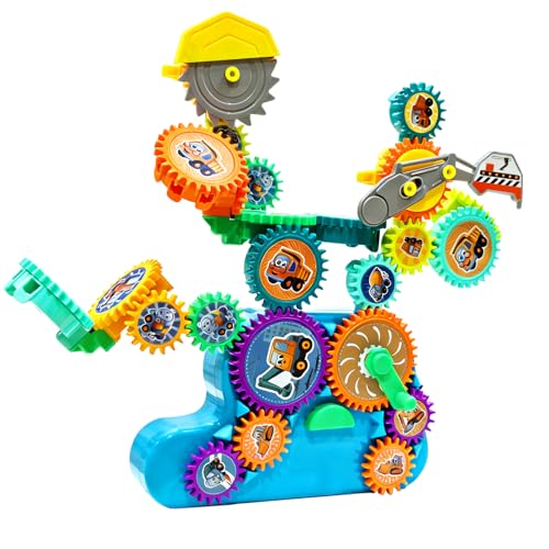 Toy Interlocking Gear Sets Kids Creative Learning Building Blocks 18Pcs Educational Construction Toy Electric Manual Dual Mode Versatile Gear Playset Gift for Boys Girls